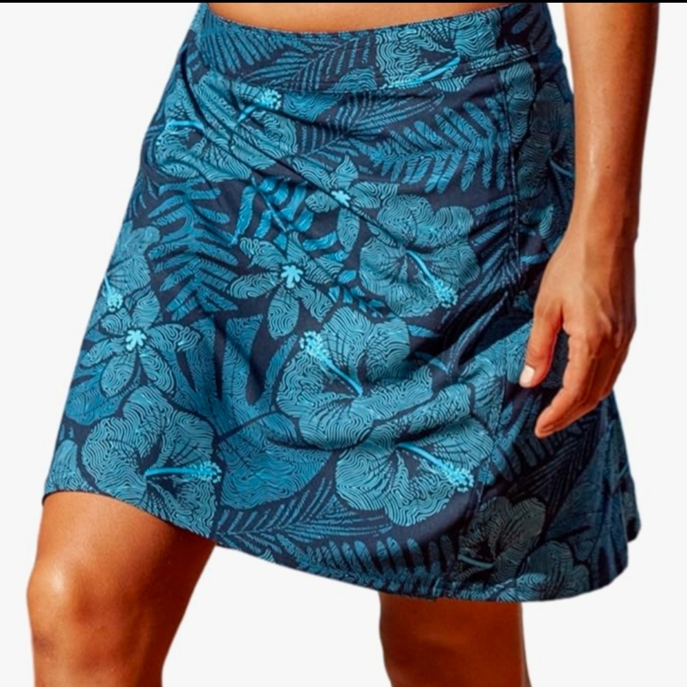 Tropical Teal Floral Midi Skirt